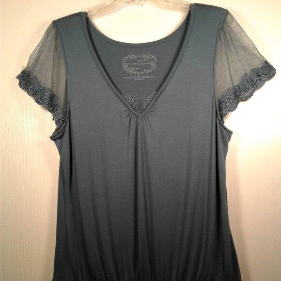 Hillard & Hanson top with sheer detailed short sleeves Size: XL - Picture 1 of 16